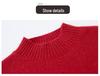 Women's Warm Cashmere Sweater with Embroidered Half-High Collar - Autumn/Winter Fashion Base Layer
