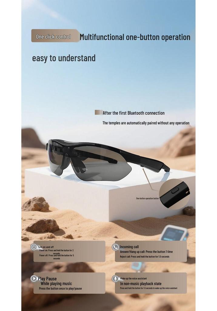 Bluetooth Smart Cycling Glasses: Anti-drop, UV Protection, Music & Call Features