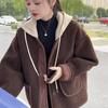 Women's Lambswool Fur-Lined Hooded Jacket - Autumn/Winter Loose Slimming Versatile Top