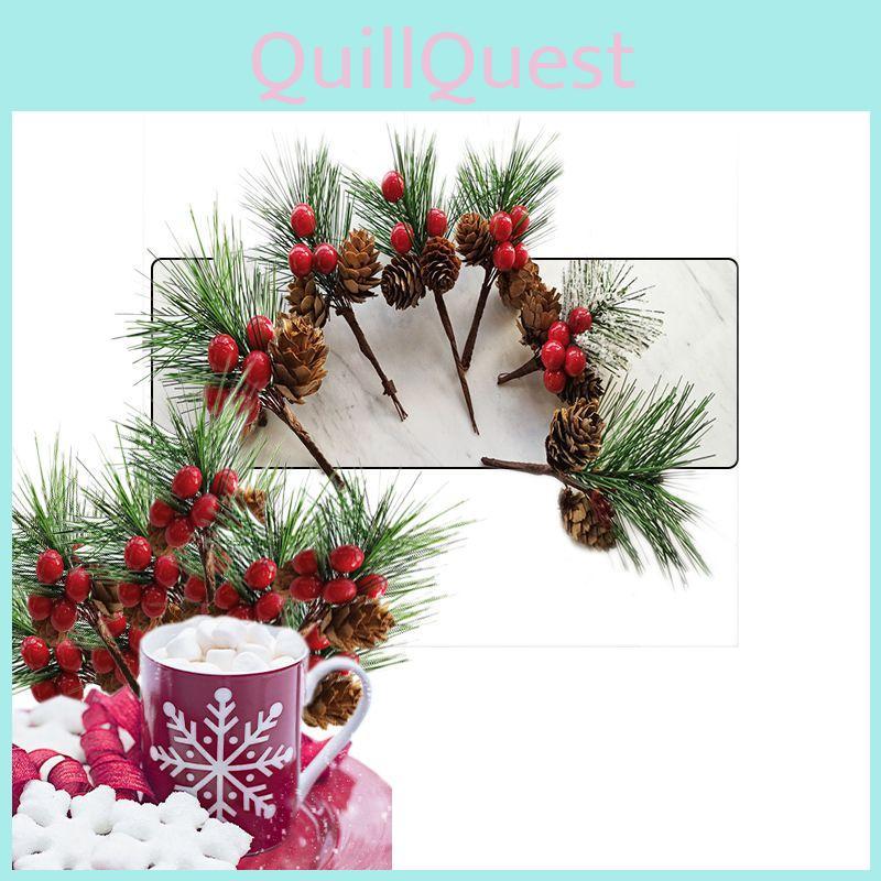 Blume Künstlich 10x Weihnachten Rote Beere Tannenzapfen Stechpalmenzweig DIY Party Dekoration