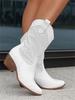 Fashion Women's Boots Mid Calf Retro Simple Suede Boots 5CM Square Heel Winter New Product Burnt Flower Suede Low Tube WomenShoe