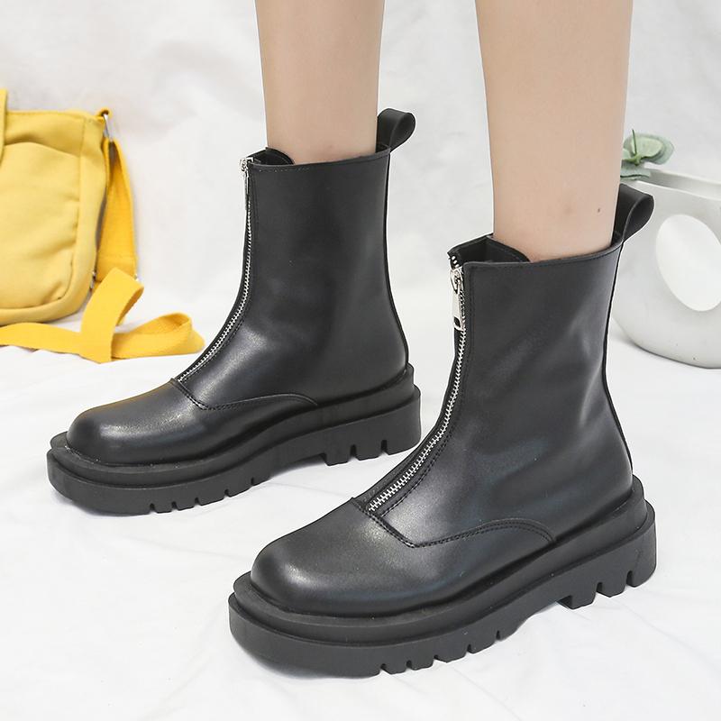 Fashion Big Size 42 Platform Ankle Boots For Women Fashion Slip On Thick Bottom Short Boots Autumn Winter Ladies Elegant Mordern Booties