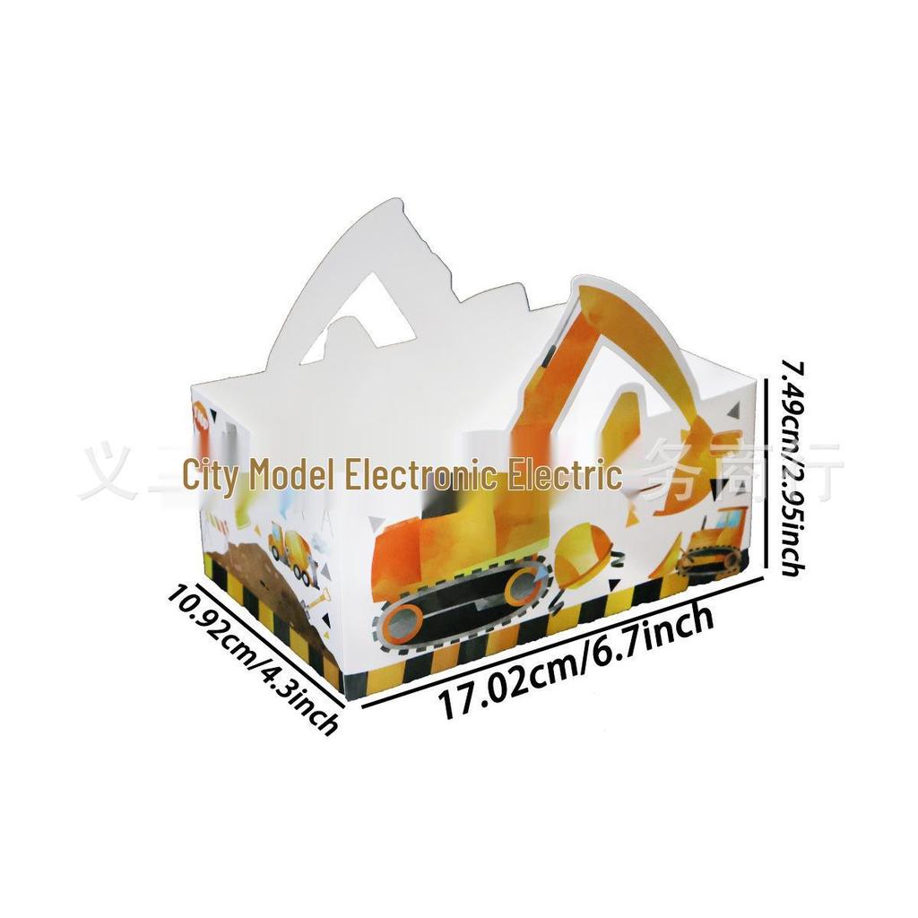 Construction Car Party Disposable Tableware Set: Plates, Cups, Towels for Boys' Birthday Decorations