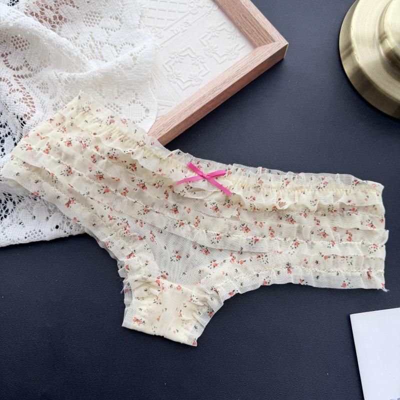 Ladies Spring and Summer Lovely Cake Layer Mesh Low Waist Sexy Panties