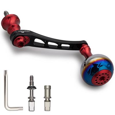 HEIGHTEN Variable Rollenkurbel mit 30mm Kurbelknauf für Daiwa Shimano Universelle Spinnrolle Aurora Serie 55-60mm (DAIWA) (SHIMANO) (Schwarz Rot)