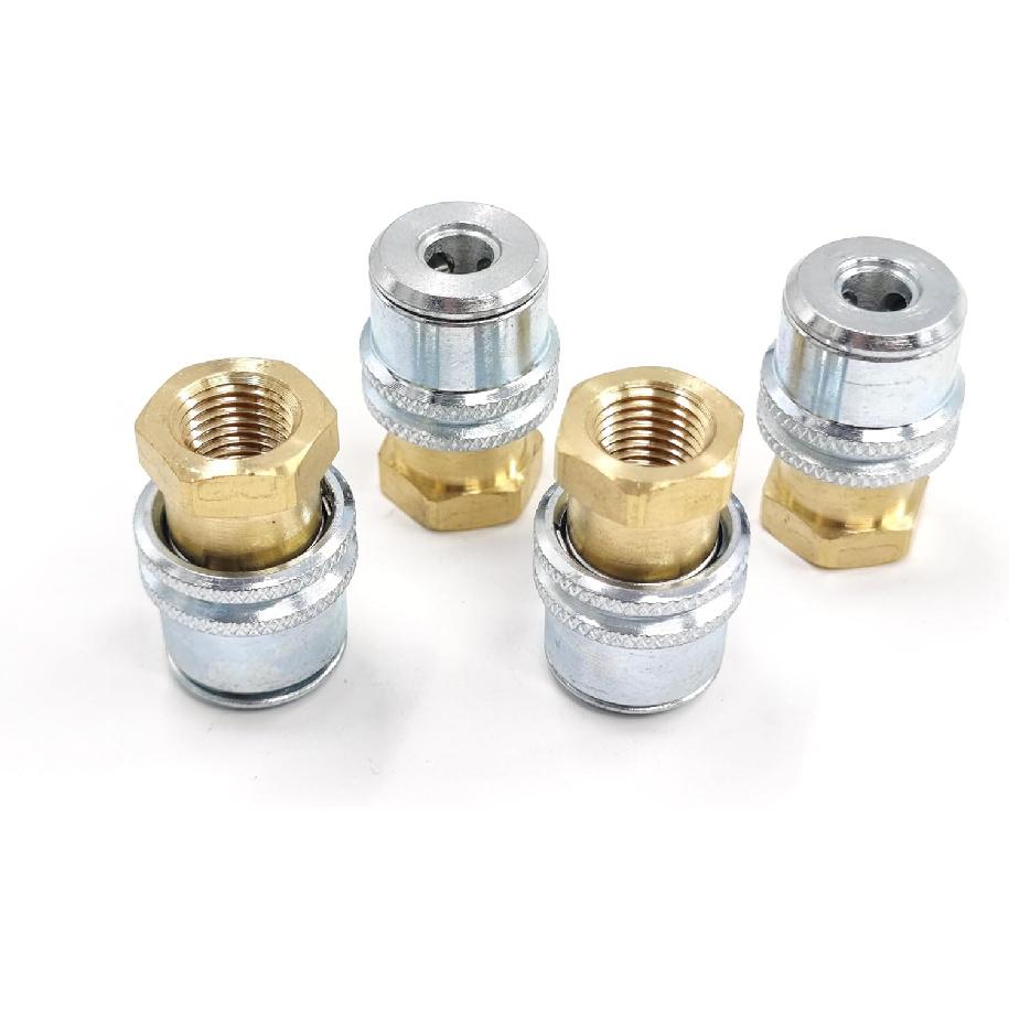 

Air Chuck for Tires, 4 Pcs Anti Leakage Lock on 1/4 FNPT Locking Tire Inflator Chuck Quick Connector Heavy Duty Brass Closed Flow for Air