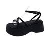 French muffin thick-soled simple temperament with sandals women's shoes 2025 new summer height-increasing Roman shoes