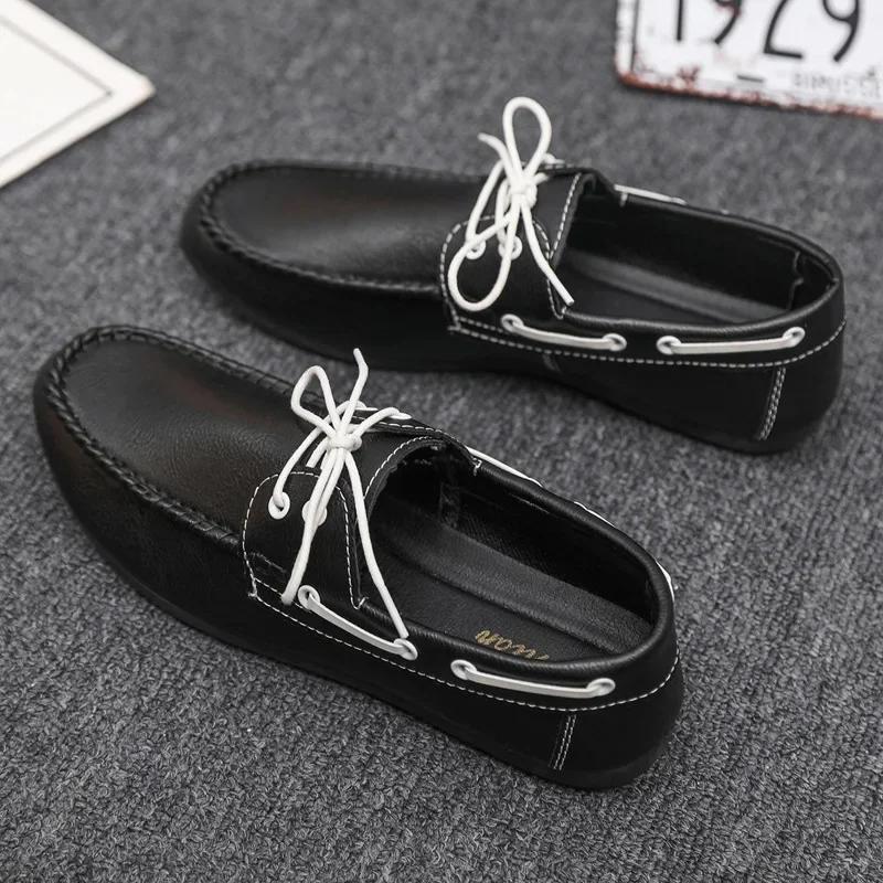 Fashion Breathable Business Men Leather Shoes Summer Slip on Loafers Men Casual Leather Shoe Black Flats Driving Shoes Moccasins Zapatos