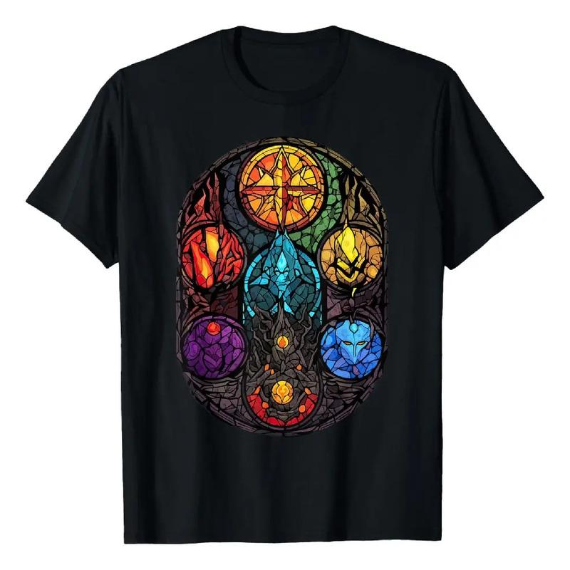 Camiseta Wicca Con Vitrales De Gothic Witchcraft Elements S разноцветный