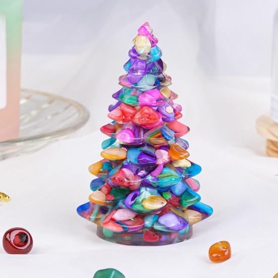 Faux Crystal Christmas Tree Figurine Mini Artificial Crystal Tree Tabletop Ornament for Winter Holiday Home Decor