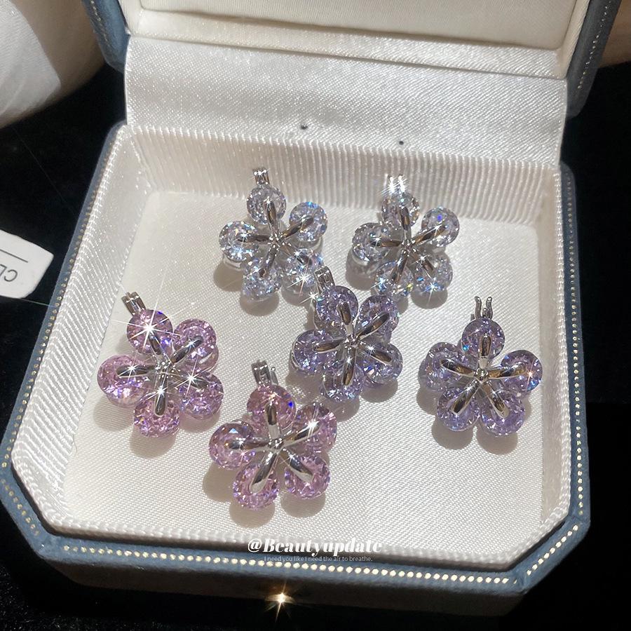 Korean Sweet Zirconia Double-Sided Floral Earrings - Luxury, High-End, Fashionable Jewelry for Women