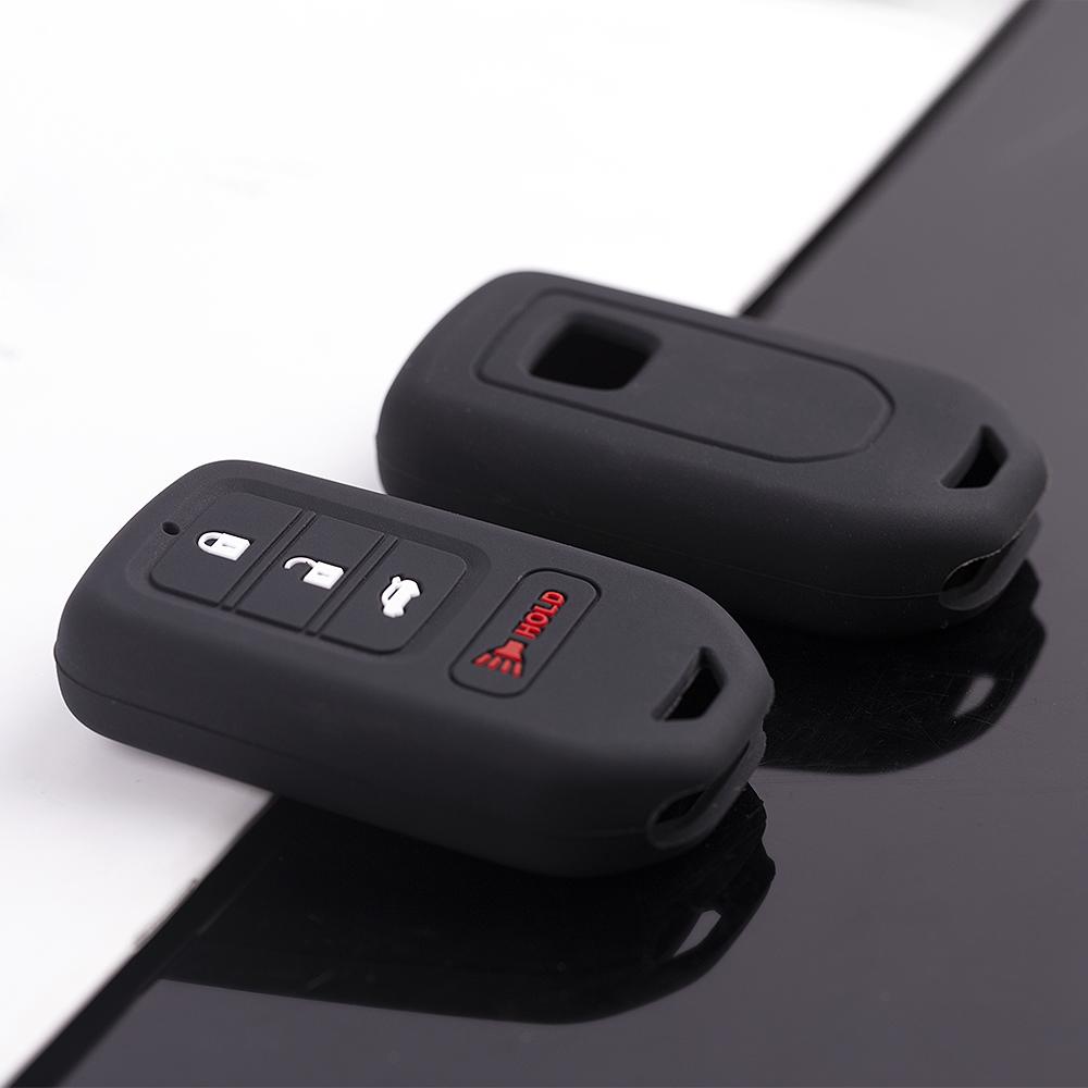 1 PC Black 4 Button Silicone Car Key Case Cover for Honda Accord EX EXL Civic Crv Hrv Pilot Ridgeline 2016 -2018 Pocketor