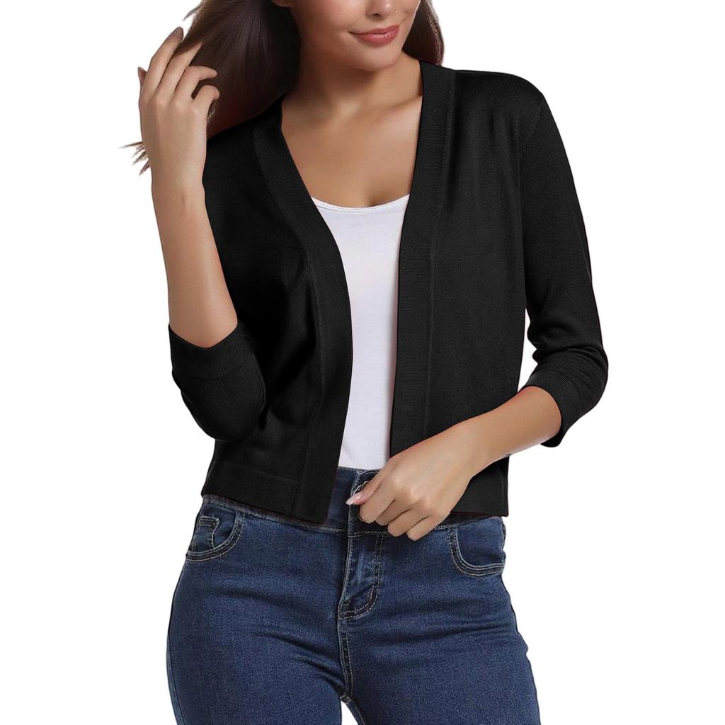 Women's Fashion Versatile Short Jacket Knitted Cardigan Colour Tops