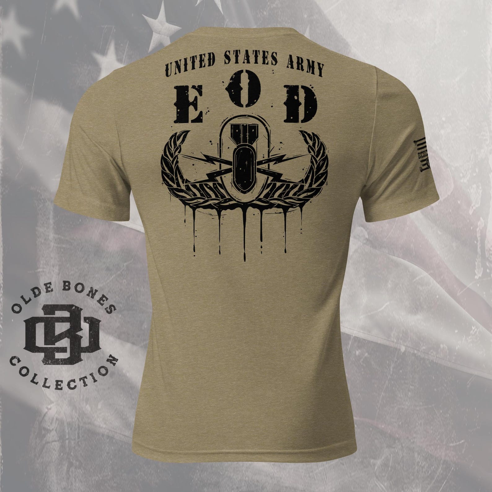 Army EOD Badge Military Tri-Blend Olive T-Shirt S