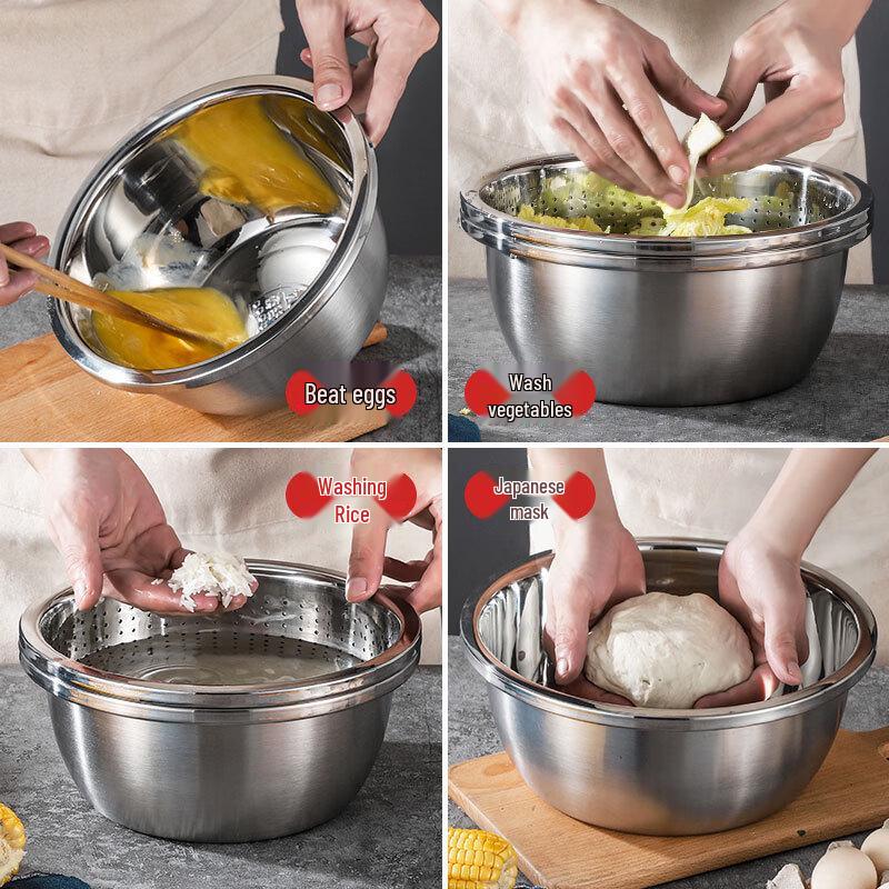 ZISIZ 201 Stainless Steel Thickened Round Multi-purpose Basin