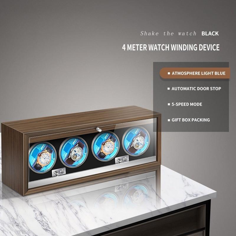 High-End 1 2 3 4 Slot 5-speed Automatic Watches Box Adjustable Watch Cabinet Clock Storage Box Luxury Wood Watch Winder