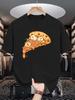 Unisex Crew Neck Tee Cute Cartoon Pizza Bear Graphic Print Soft Cotton Loose Short Sleeve Summer Casual Male Streetwear Tops