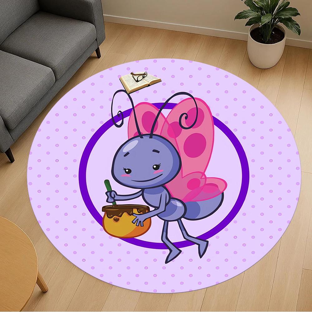 1pc Ant Honey Round Chair mat Area Rug - Non-Slip, Floor Mat for Office, Bedroom, home decor Christmas Gift p0811195