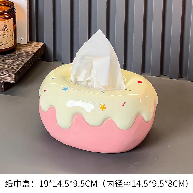 Donut Ceramic Tissue Box Elegant Porcelain Napkin Case For Living Room Coffee Table Decor For Women Teens Christmas Gift