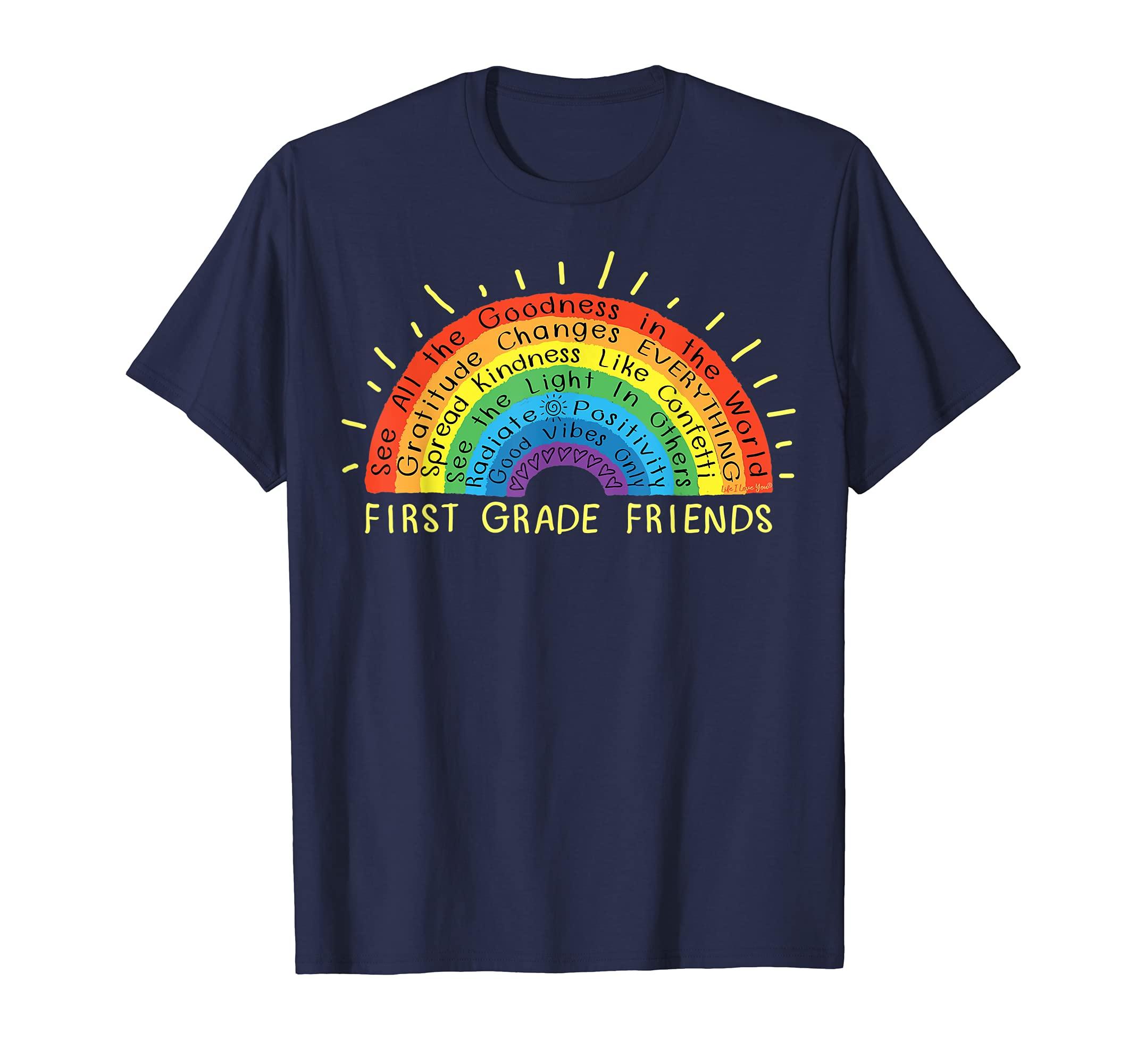 First Grade Friends Kindness Rainbow Teacher - T-Shirt синий