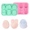 4Pcs Easter Chocolate Mold 6 Grids Bunny Shape Non-Stick Silicone Cake Mold Baking Chocolates