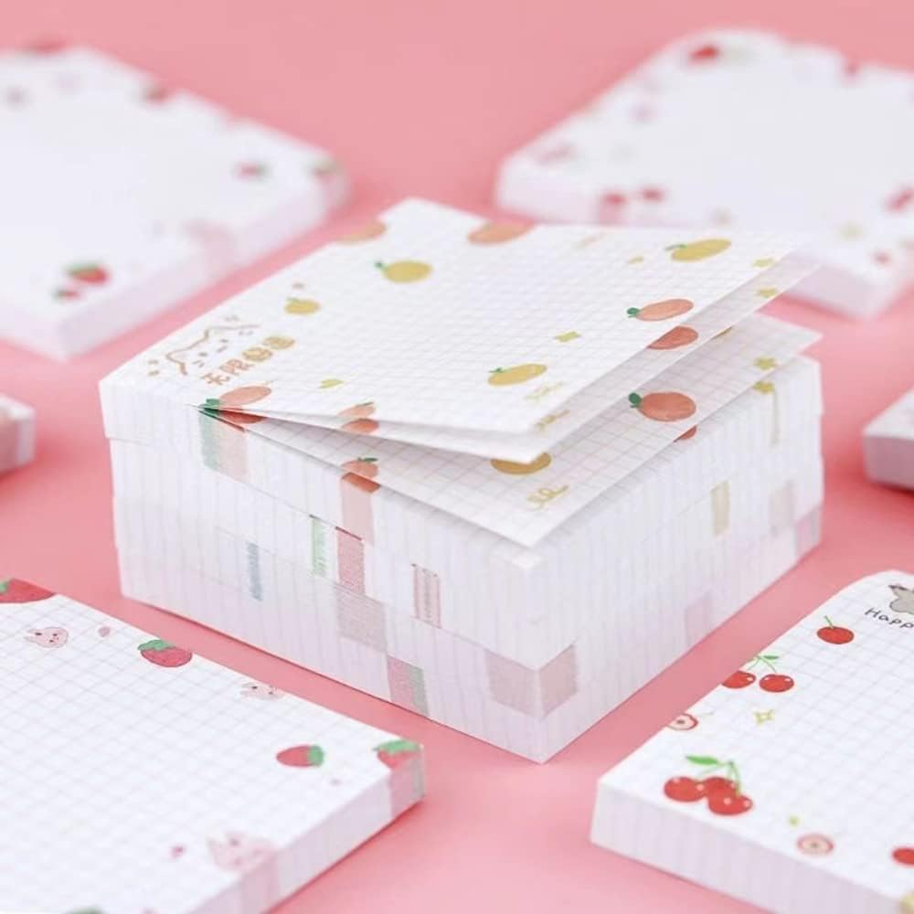 4 Pack Cute Sticky Notes Kawaii Sticky Notes Memo Pad 3.1x3.1 Inches Self-Stick Note Pads Colorful Fruit Sticky Note Pads for Girls DIY Office Home
