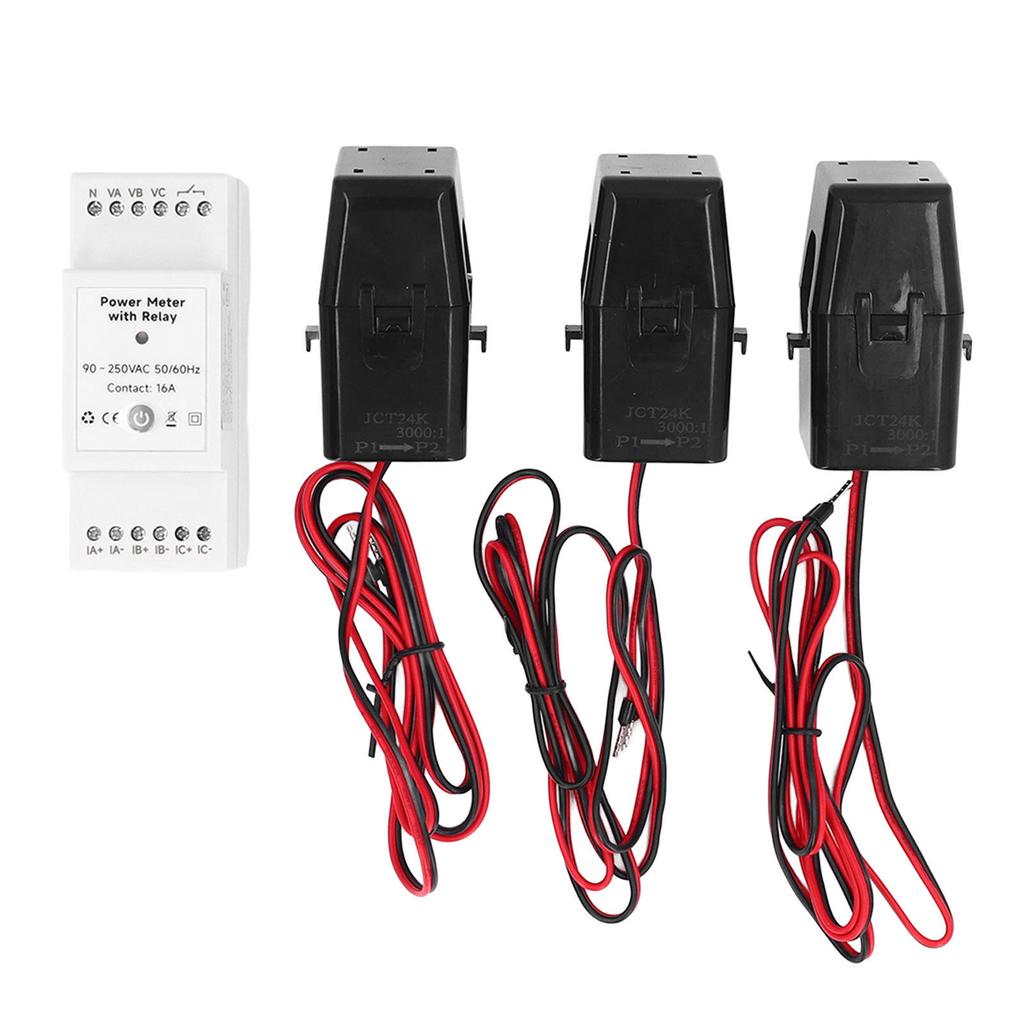 WiFi Eenrgy Meter with 3 CT Clamp Built in Relay 3 Phase 4 Wire KWh Power Electricity Monitoring Meter 90 250VAC