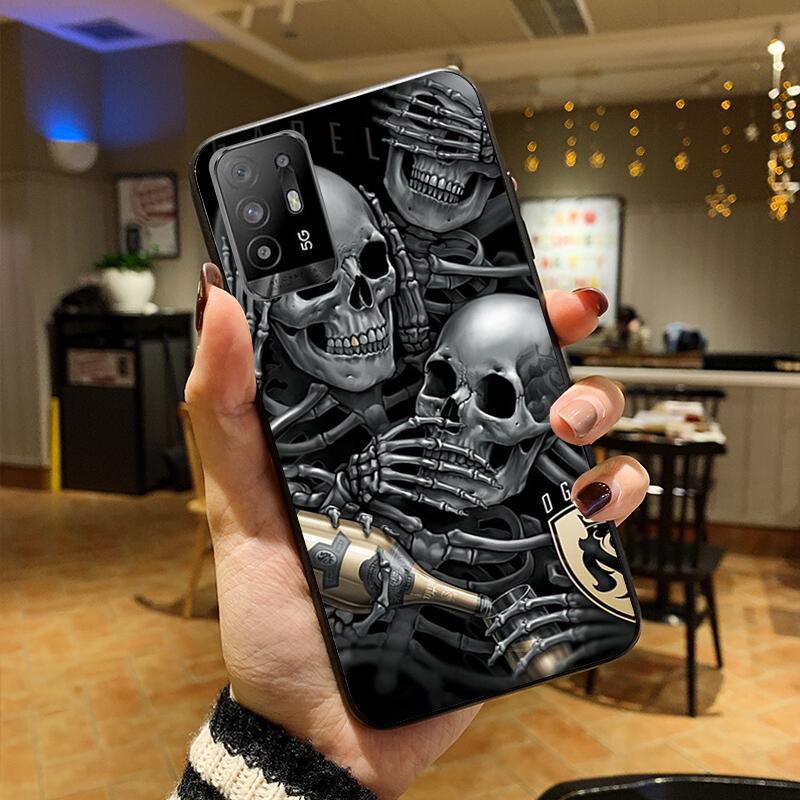 Skeleton Schädel Frau Kuss Tattoo Telefon Fall für OPPO A54 A74 A94 A53S A9 A5 A15 A16 A91 A96 A76 Reno8 8Pro Reno2 Z Abdeckung Coque