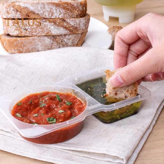 Double Compartment Condiment Container with Lids Disposable Sauce Box Leak-proof Dressing Holder for Sauces Snacks Salad