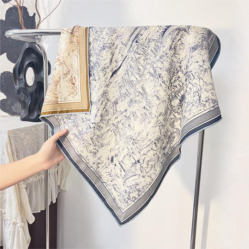 New sketch garden double-sided heterochrome silk wool scarf women s autumn and winter versatile high-end silk wool square scarf silk scarf 66cm