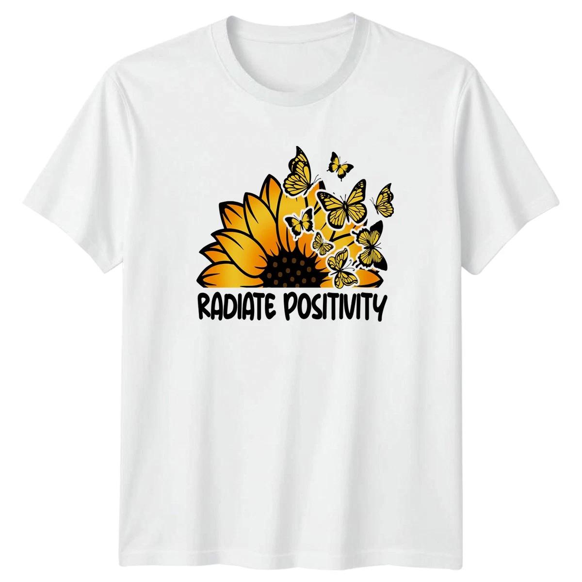 Radiate Positivity Womens T-Shirt Sunflower Butterfly Nature Inspirational XXXL