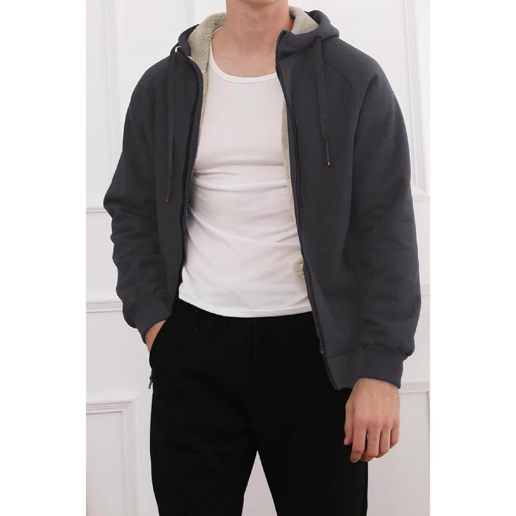 Ghassy Co.. Men's Ultra Thermal Sherpa Lined Hooded Winter Sweatshirt With Zipper Pocket