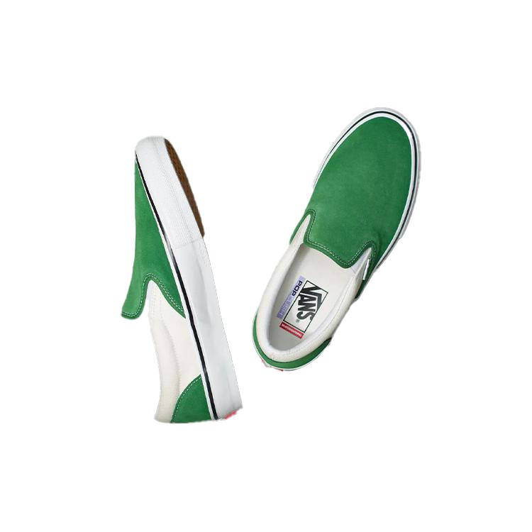 Vans Slip On Turn Fur Splicing Low Top Casual Canvas Skate Shoes Unisex Retro Green VN0A5FCA3JD