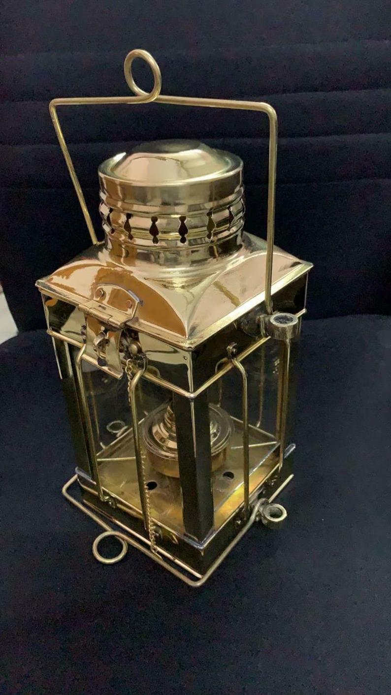 

Maritime Brass Oil Lantern: 10 Hanging Nautical Cargo Lamp