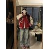 Women's Year of the Horse Embroidered Red Baseball Jacket Coat, 2026 Trendy Couple Design