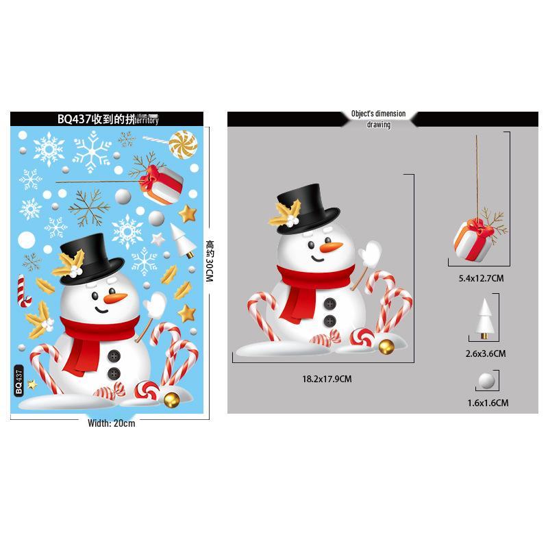 Christmas Static Clings: White Santa, Tree, Snowman, Snowflake, Reindeer Window Decals
