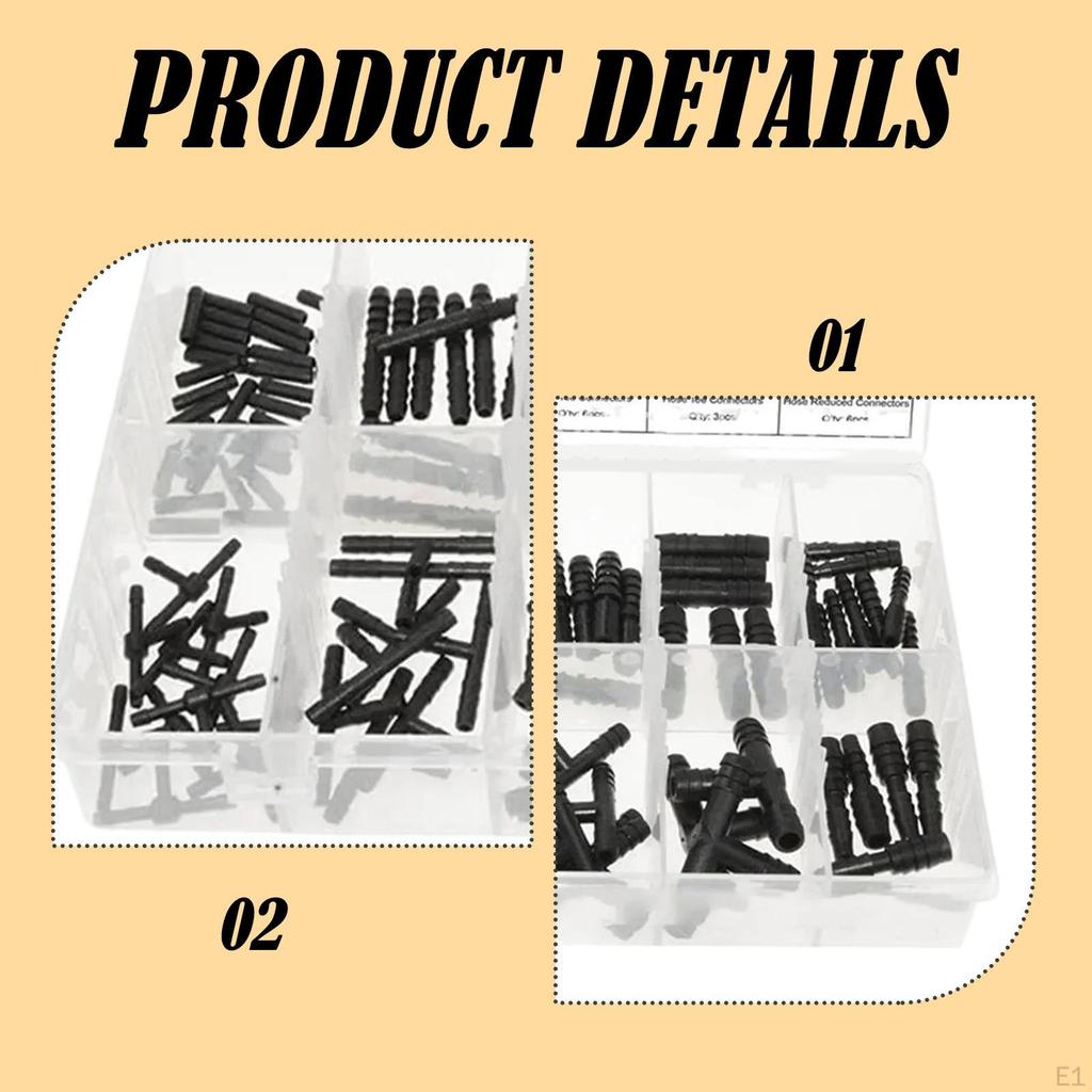 Car Hose Connector Assortment Reducer Set Black Union Splicer Joint Accessory Compatible High