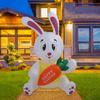 59.8in Inflatable Happy Easter Bunny Decoration Inflatable Rabbit Sitting Holding Carrot with LED Li
