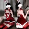 Seductive Christmas Bunny Girl Cosplay Lingerie Set - Sexy Catwoman Bodysuit for Women