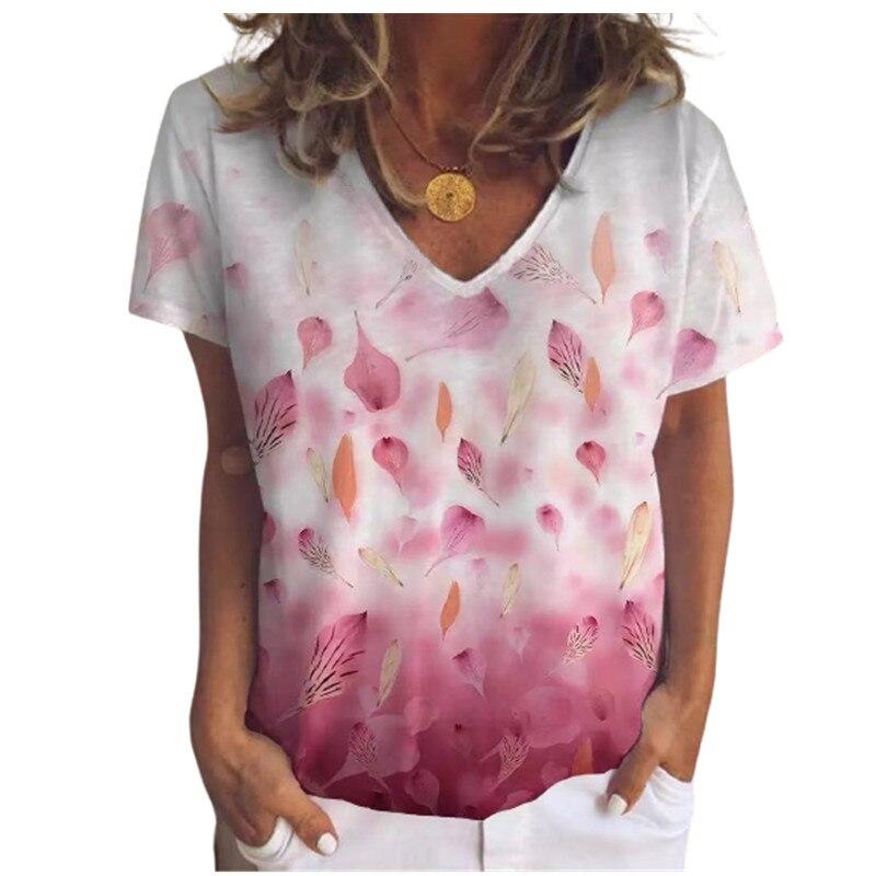 

Модные весенние блузки с принтом перьев, футболки с коротким рукавом и V-образным вырезом, повседневные 8XL красный