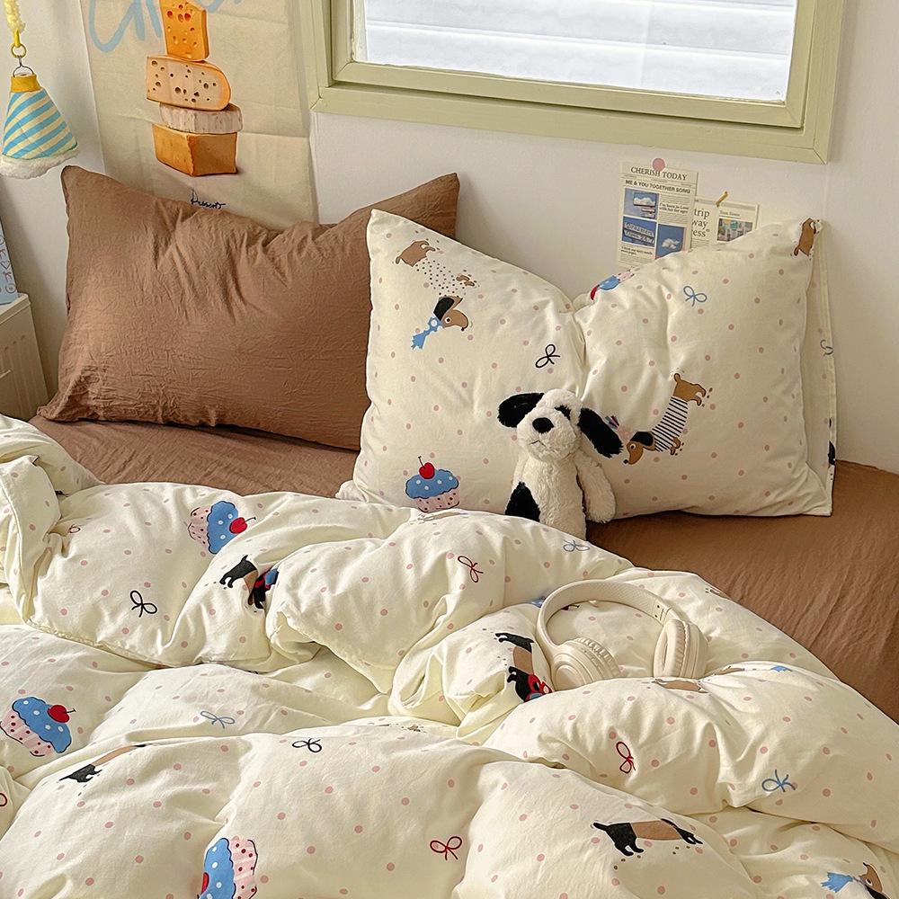 Cartoon Washed Cotton Pillowcases - Adult Spring Pair 48x74cm