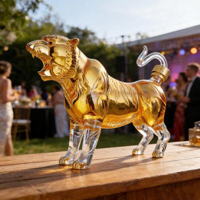 Tiger Glass Whiskey Decanter Heat Cold Resistant Handcrafted Liquor 500/1000ml Decanter Unique Alcohol Decanter Gift for Wine Whiskey Rum