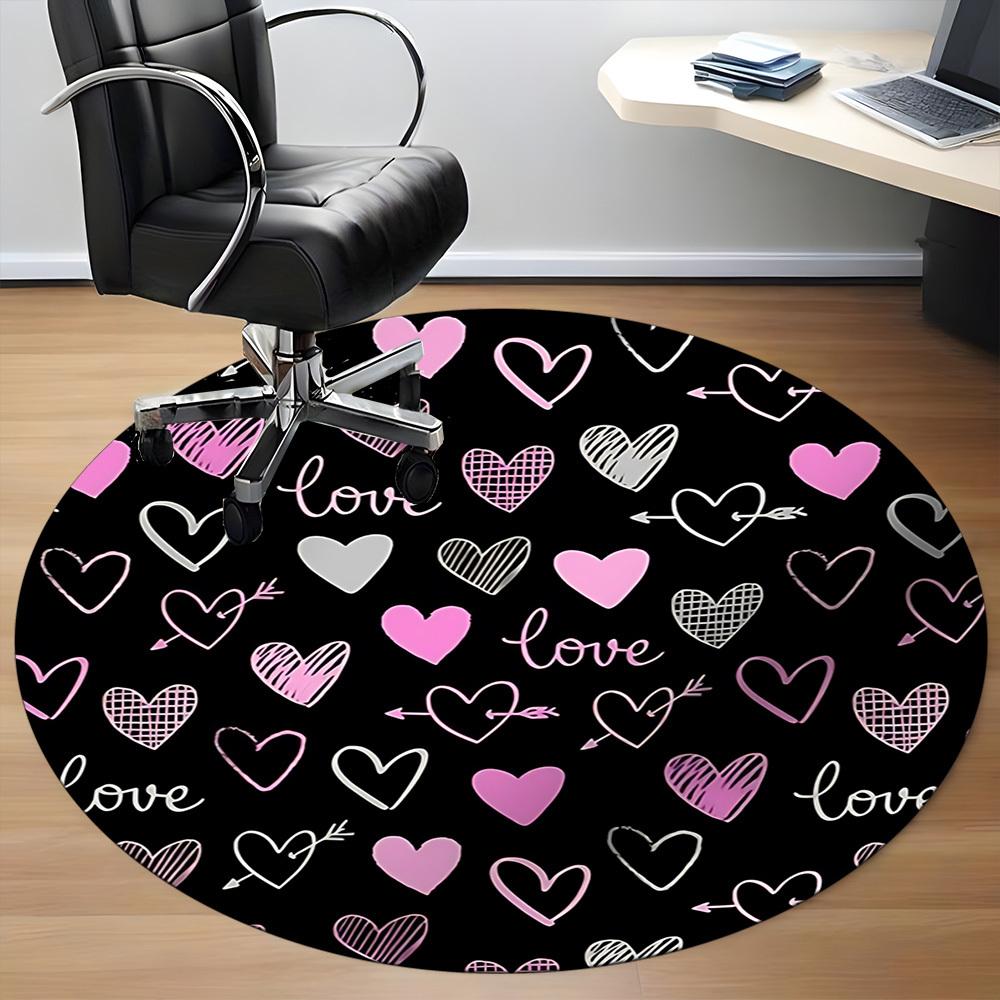 1pc Love Hearts Office Round Rug, Non-slip, Soft and Durable Office Rug for Interior Decoration, Perfect for Office,Decoration yy260204094
