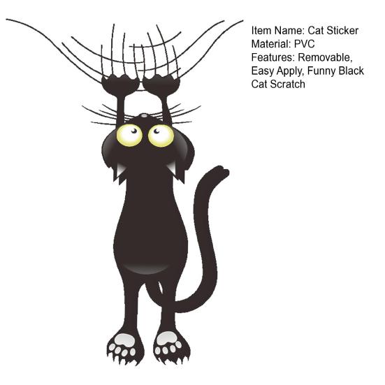 Scratch Cat Car Sticker Funny Black Cat Vehicle Bumper Decal Removable PVC Cat Sticker for Auto Truck Motorcycle Wall Window Refrigerator Cup Laptop