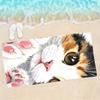 Calico Cat 2D Flat Printed Beach Towel 1Pc Microfiber Sandproof Waterproof Seaside Holiday Sunbathing Mat