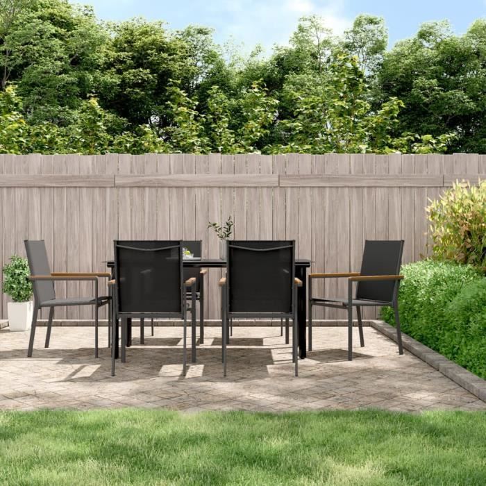 VidaXL Ensemble à manger de jardin 7 pcs noir textilène et acier 3187046