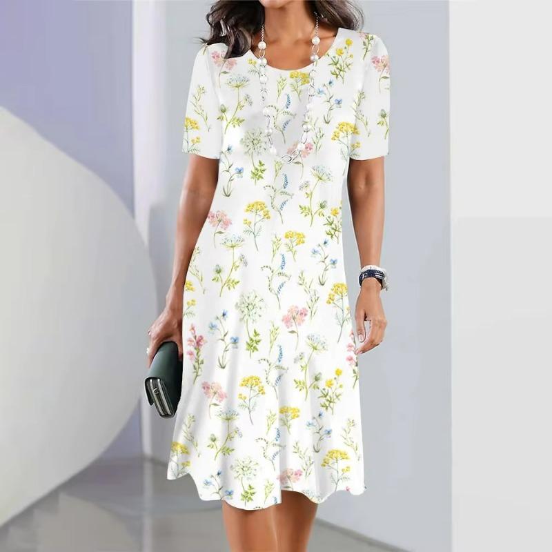 Summer Fashion Elegant Women Dress Loose Casual Dress Women New Printing  Temperament Casual Comfortable Beach Dress