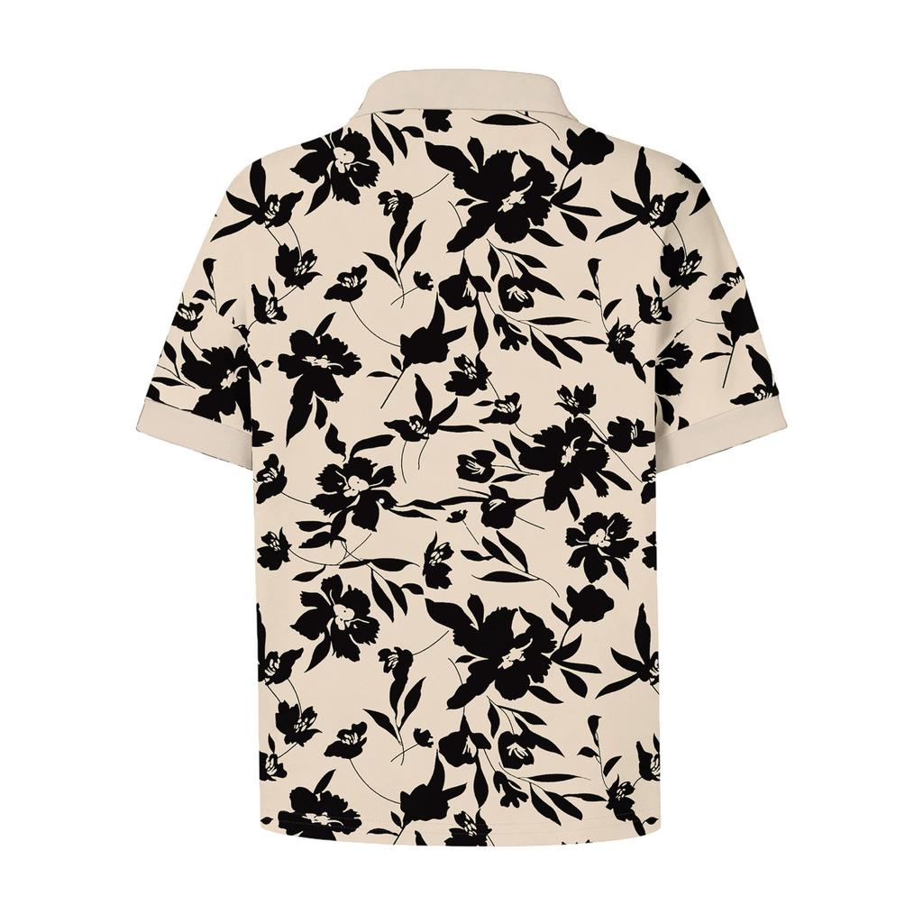Women's Fashionable and Casual Summer V,neck Patchwork Short,sleeved Floral Print Top