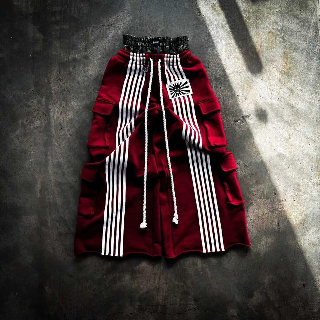 ZYLLO American Retro High Street Tooling Doppelte Taille Sweatpants Blatt Camouflage Schwerindustrie Gestreift Locker Weitbeinige Hose Europa