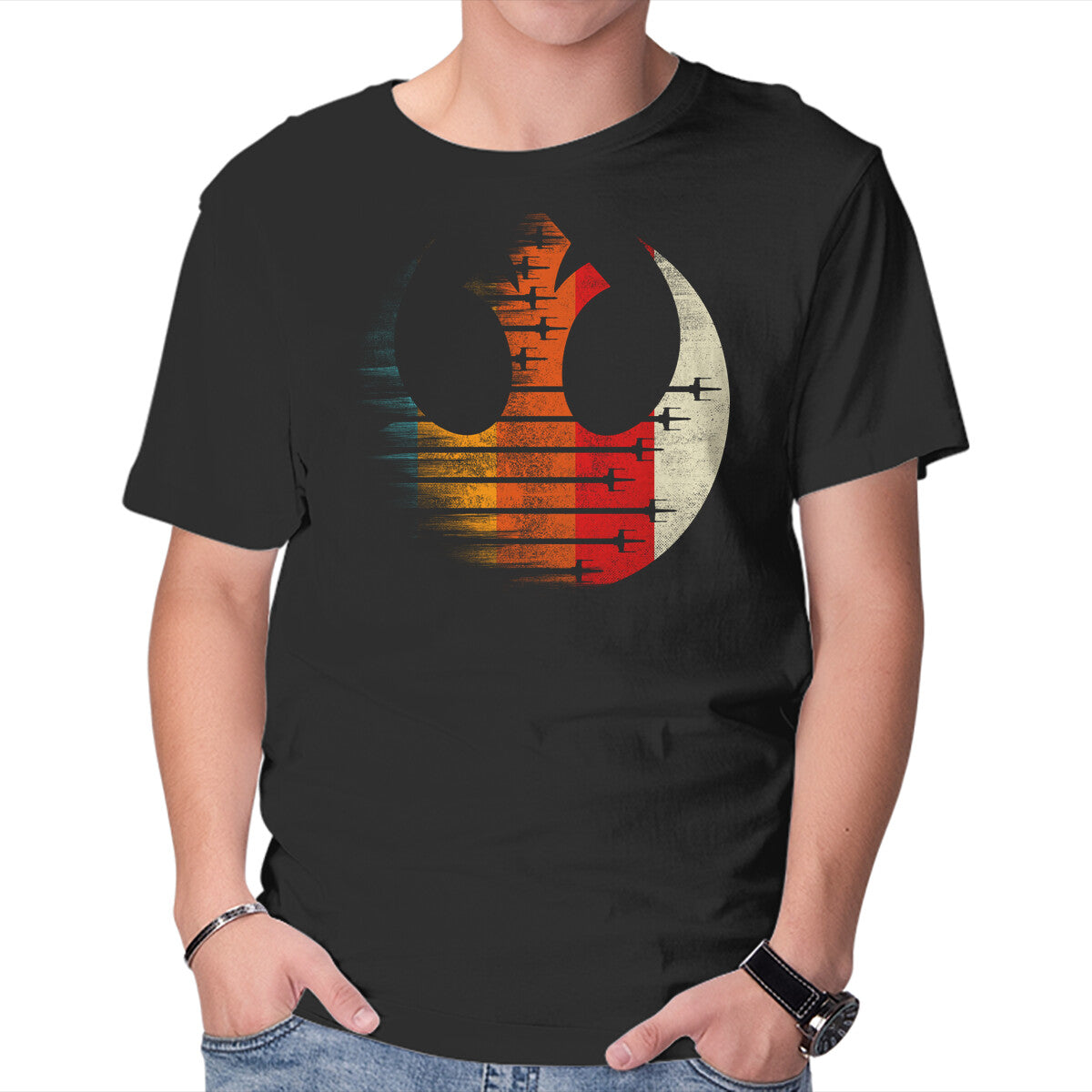 Unisex Crew Neck T-Shirt Vintage Rebel Graphic Short Sleeve Casual Tee S